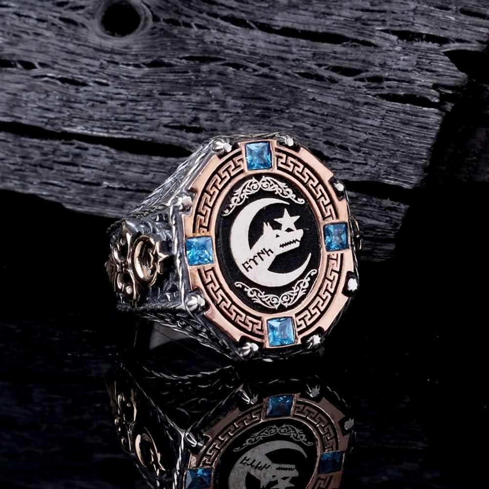 Bozkurt Ay Yıldız Göktürkçe Türk Gümüş YüzükBozkurt Yüzükleri