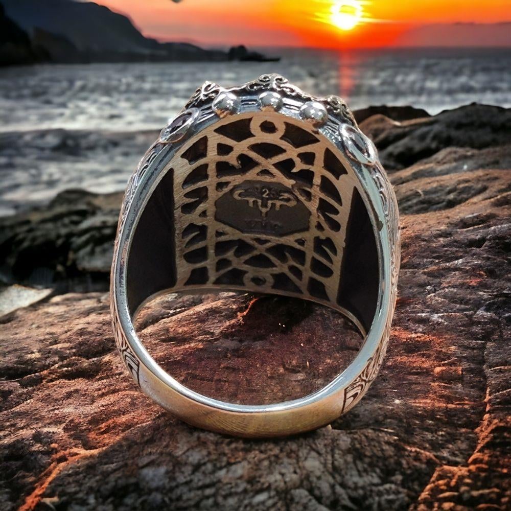 Bozkurt Ay Yıldız Kalem İşlemeli Gümüş Yüzük