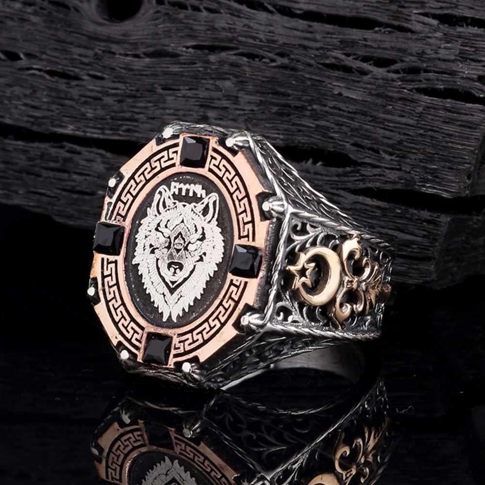 Bozkurt Göktürkçe Türk Detaylı Gümüş YüzükBozkurt Yüzükleri