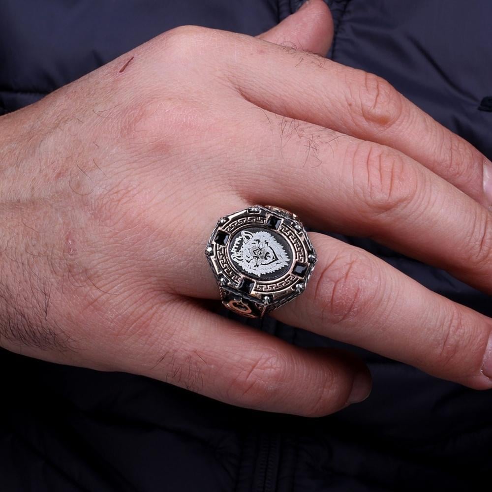 Bozkurt Göktürkçe Türk Detaylı Gümüş YüzükBozkurt Yüzükleri