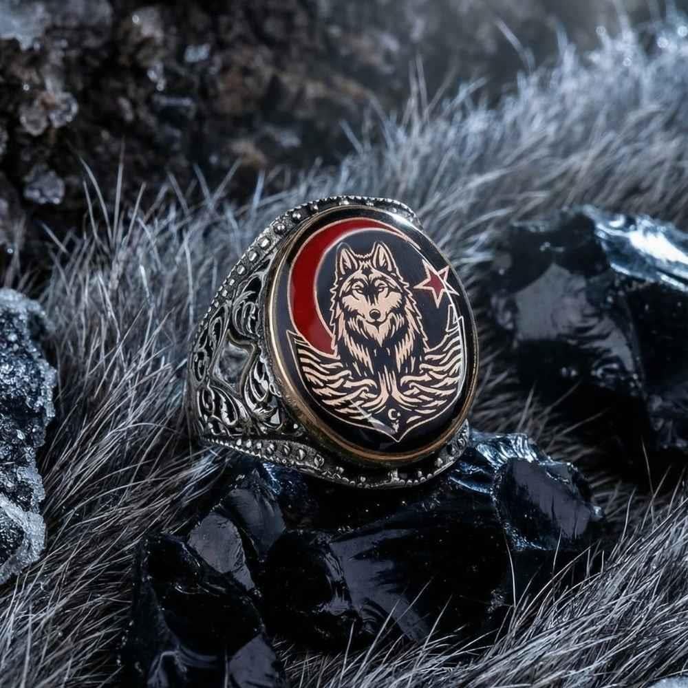 Bozkurt Öfkesi Ay Yıldız Gümüş YüzükBozkurt Yüzükleri