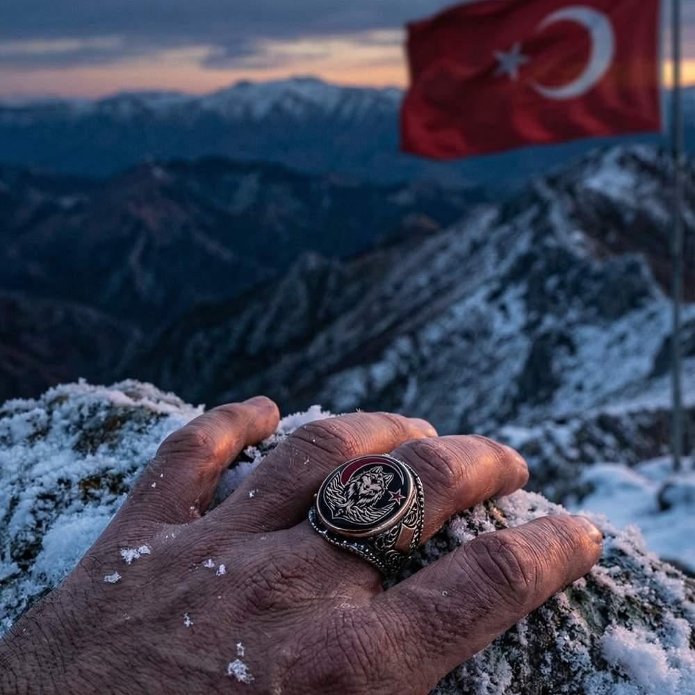 Bozkurt Öfkesi Ay Yıldız Gümüş YüzükBozkurt Yüzükleri