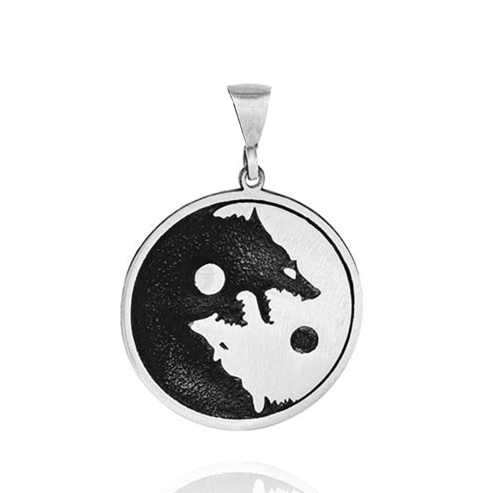 Bozkurt Üzeri Yin Yang Motifli Gümüş Kolye UcuKolye Ucu