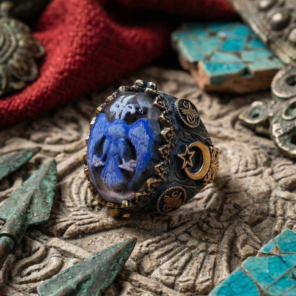 Çift Başlı Selçuklu Kartalı Ay Yıldız Gümüş YüzükÇift Başlı Kartal Selçuklu Yüzük