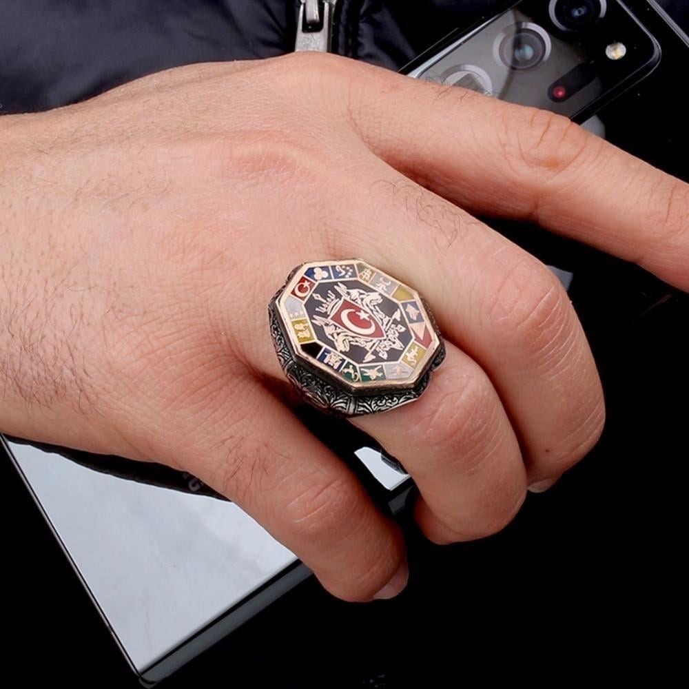 Çift Bozkurt 16 Türk Devleti Gümüş Yüzük & Kolye KombiniSilver Ring and Necklace Combinations