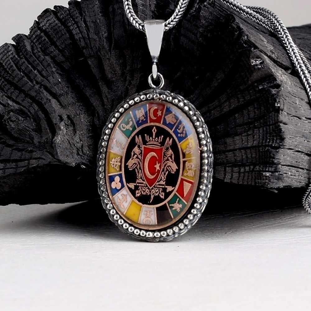 Çift Bozkurt 16 Türk Devleti Gümüş Yüzük & Kolye KombiniSilver Ring and Necklace Combinations