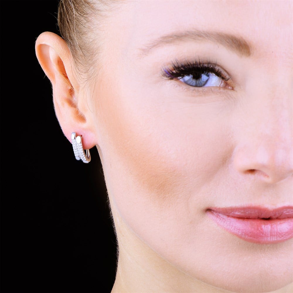 Çift Parçalı Gümüş Kadın Küpe