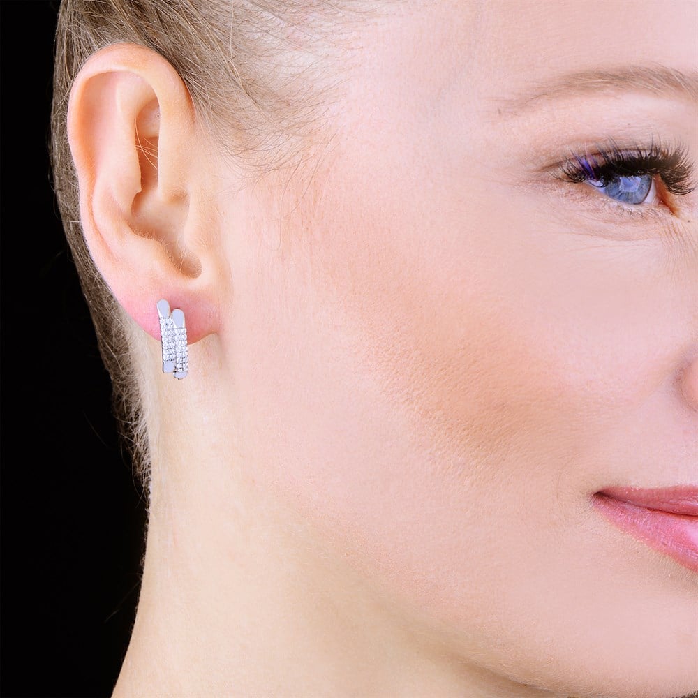 Çift Parçalı Gümüş Kadın Küpe