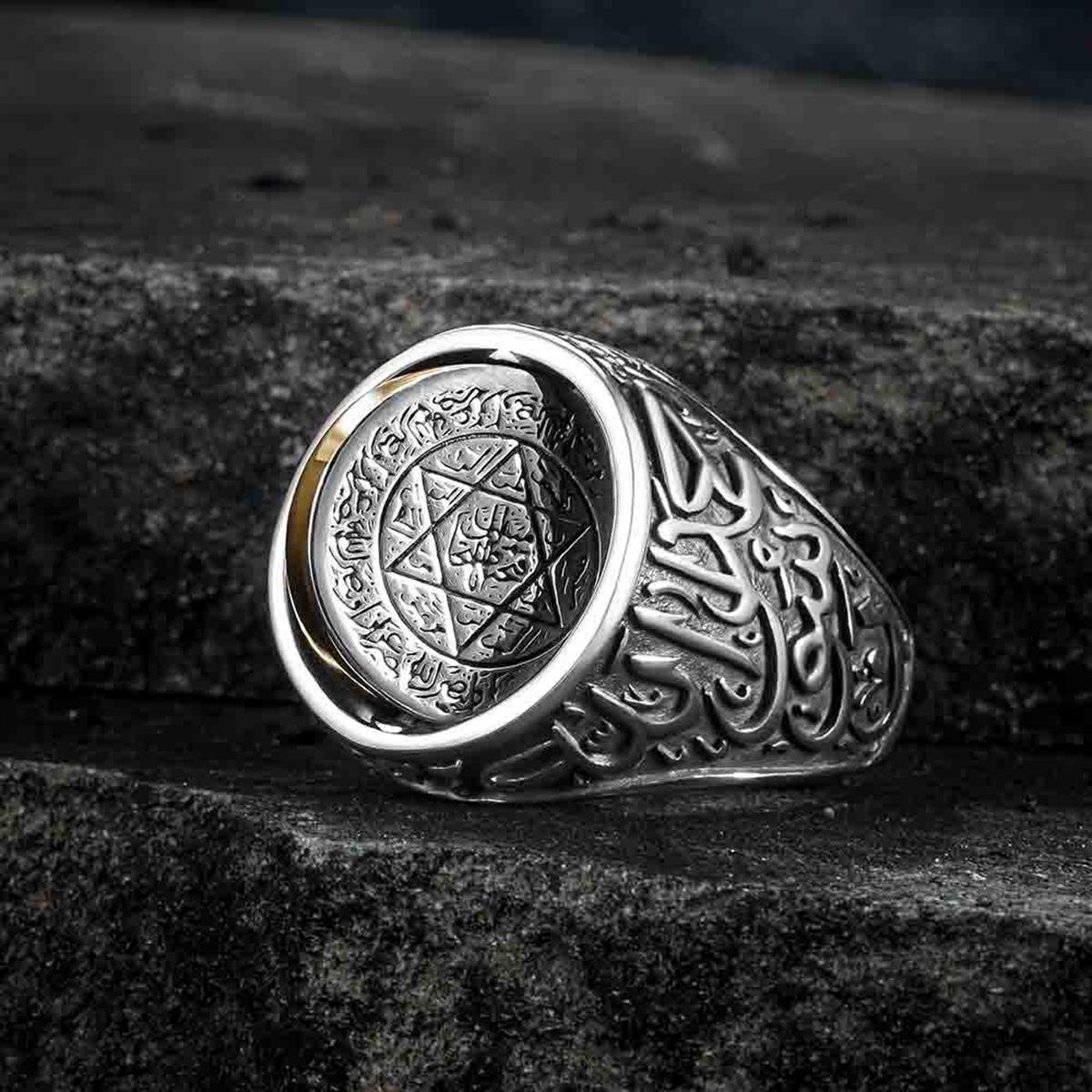 Çift Taraflı Mührü Süleyman Gümüş Yüzük