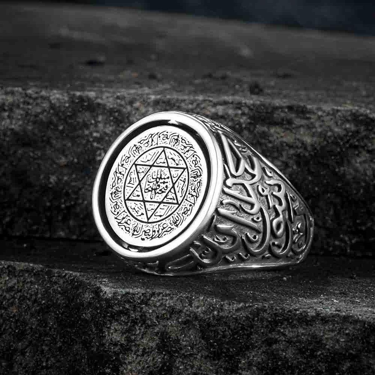 Çift Taraflı Mührü Süleyman Gümüş Yüzük