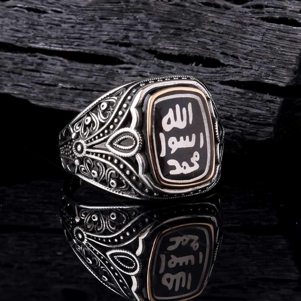 Damla Zirkon Detaylı Mührü Şerif Gümüş YüzükMührü Şerif Yüzük