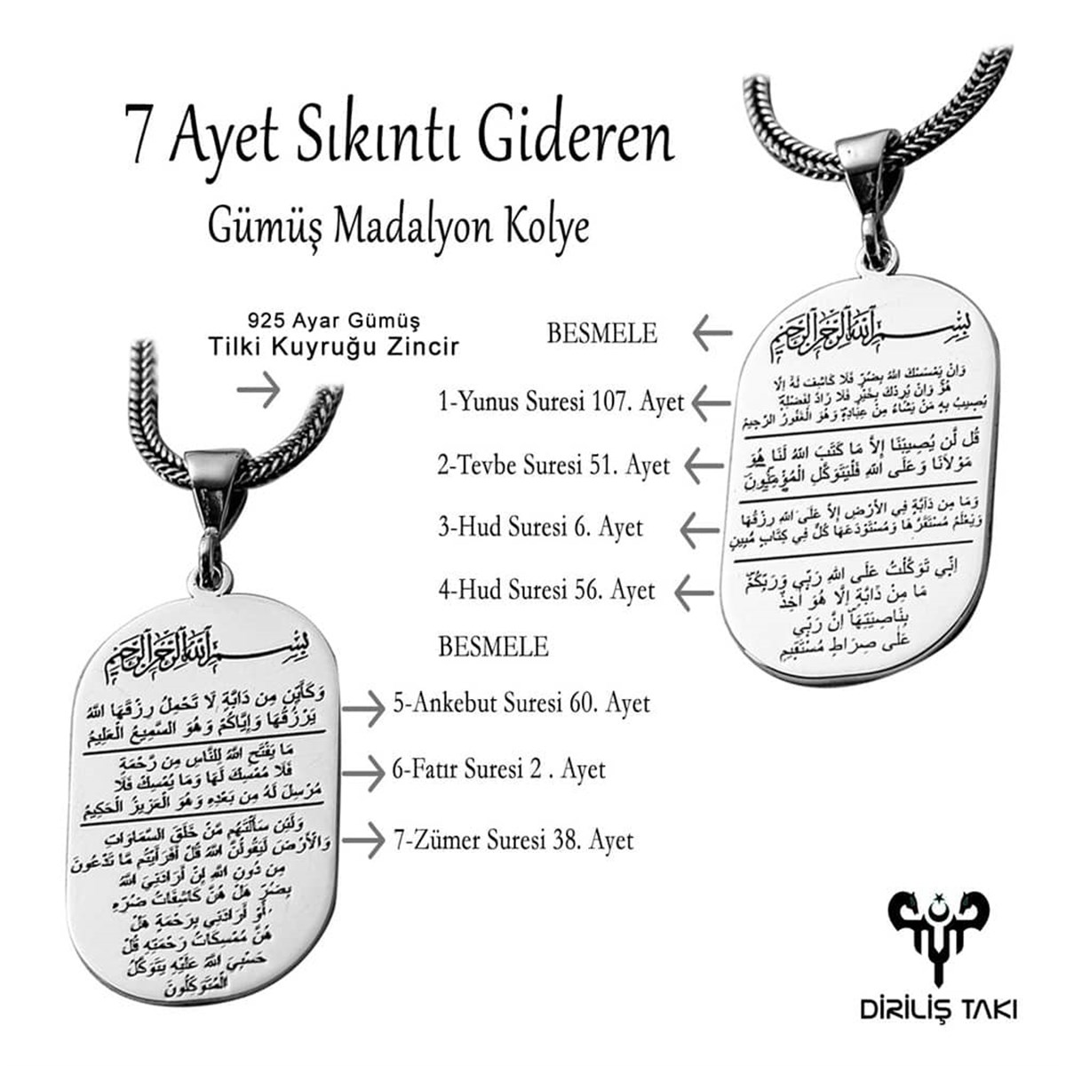Dualı Gümüş Yüzük ve Kolye Kombini