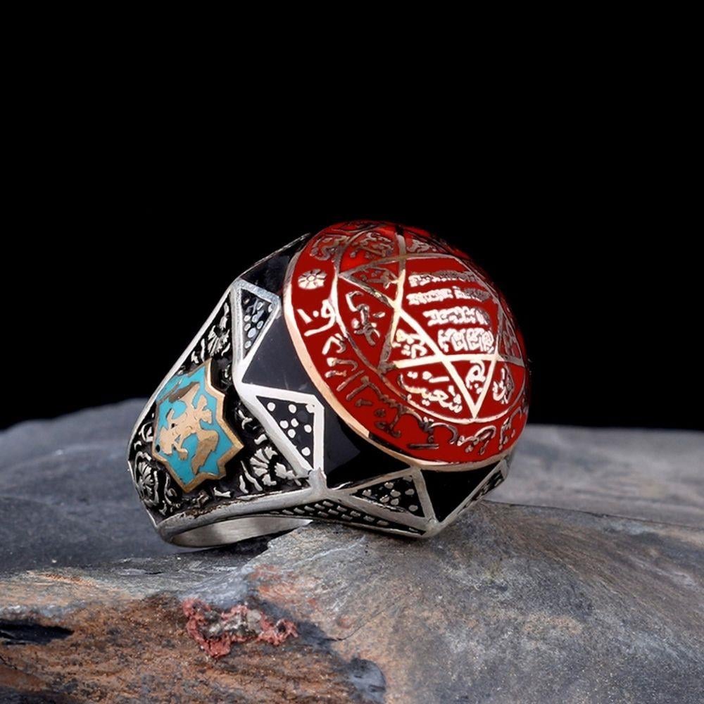 Ebedi Koruyucu Süleyman Mührü Gümüş YüzükSüleyman Mührü Yüzükler