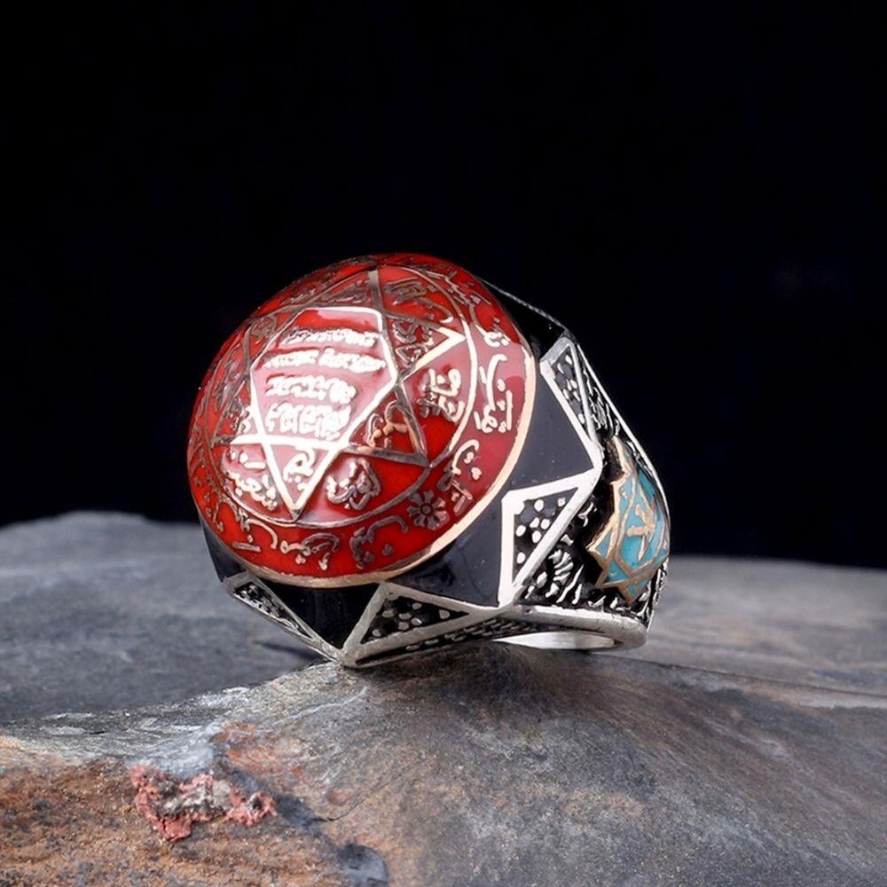 Ebedi Koruyucu Süleyman Mührü Gümüş YüzükSüleyman Mührü Yüzükler