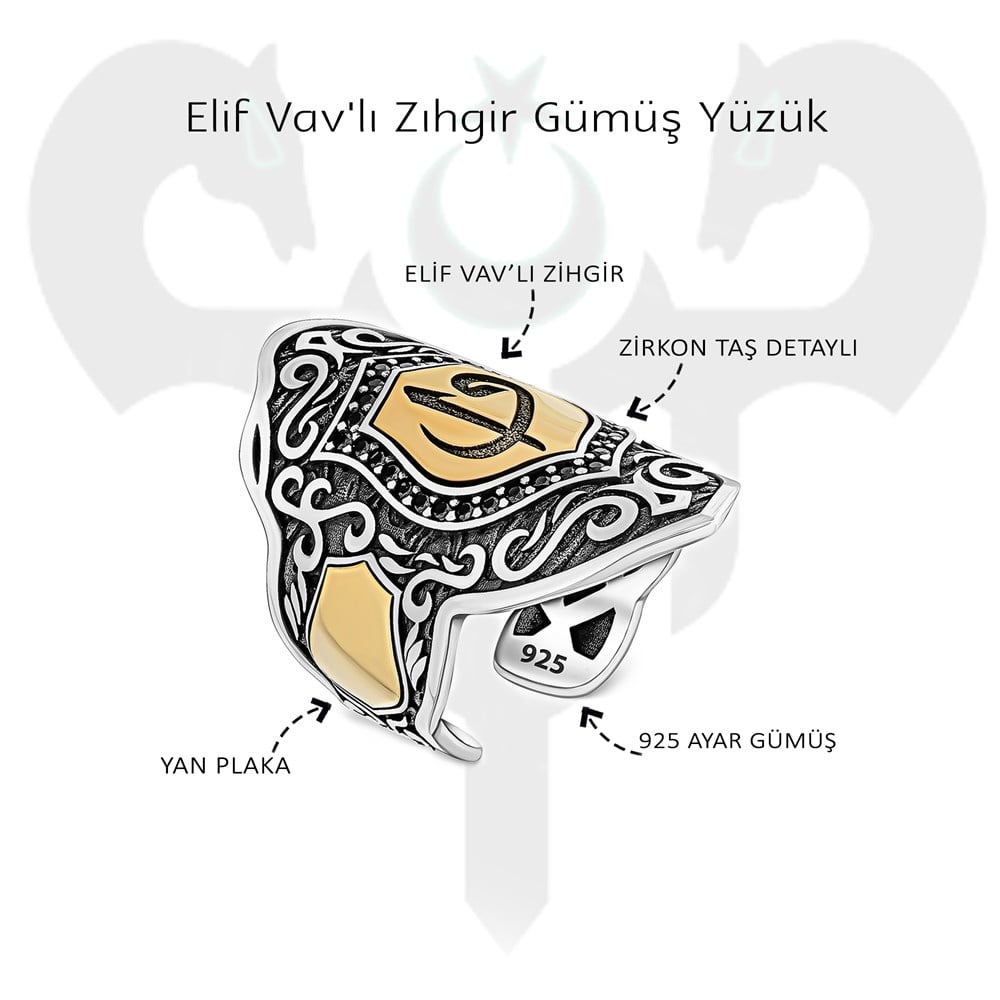 Elif Vav'lı Zihgir Gümüş Yüzük