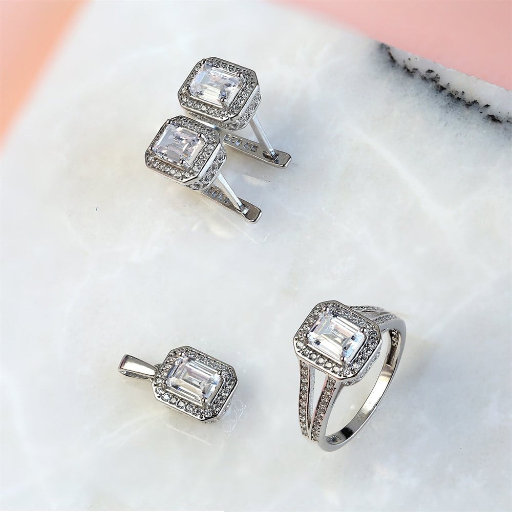 Emerald Tektaş Kadın Gümüş Set