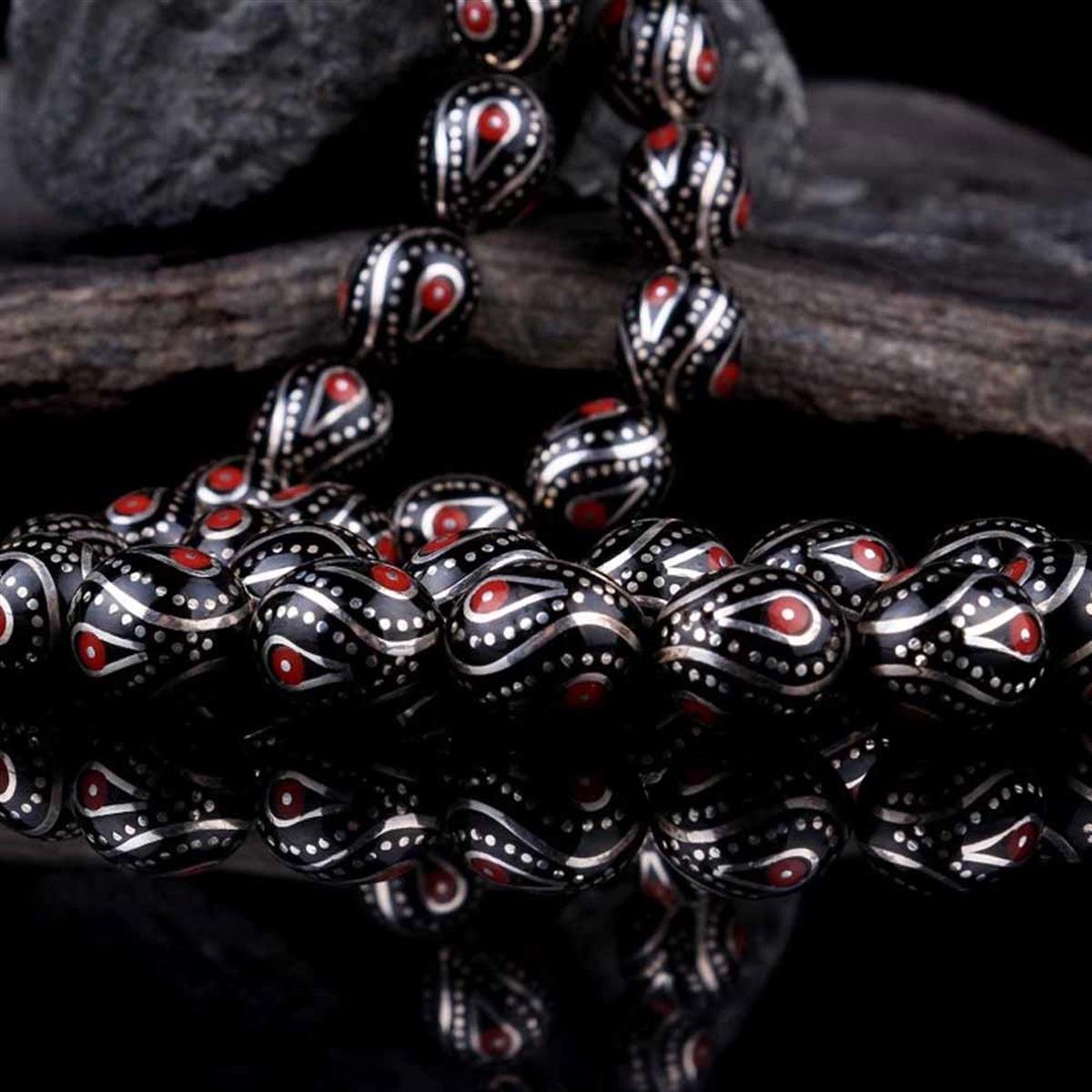 Erzurum Oltu Taşı 1000 Ayar Kazaziye Püsküllü Tesbih