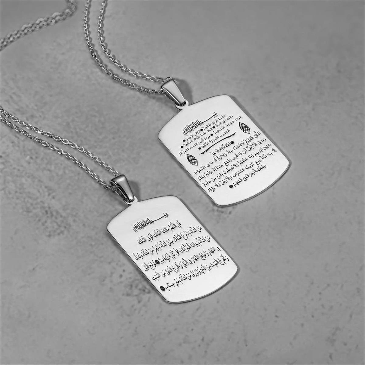 Fatiha Ayetel Kürsi Ali İmran 26. 27. Ayetleri Gümüş Kolye