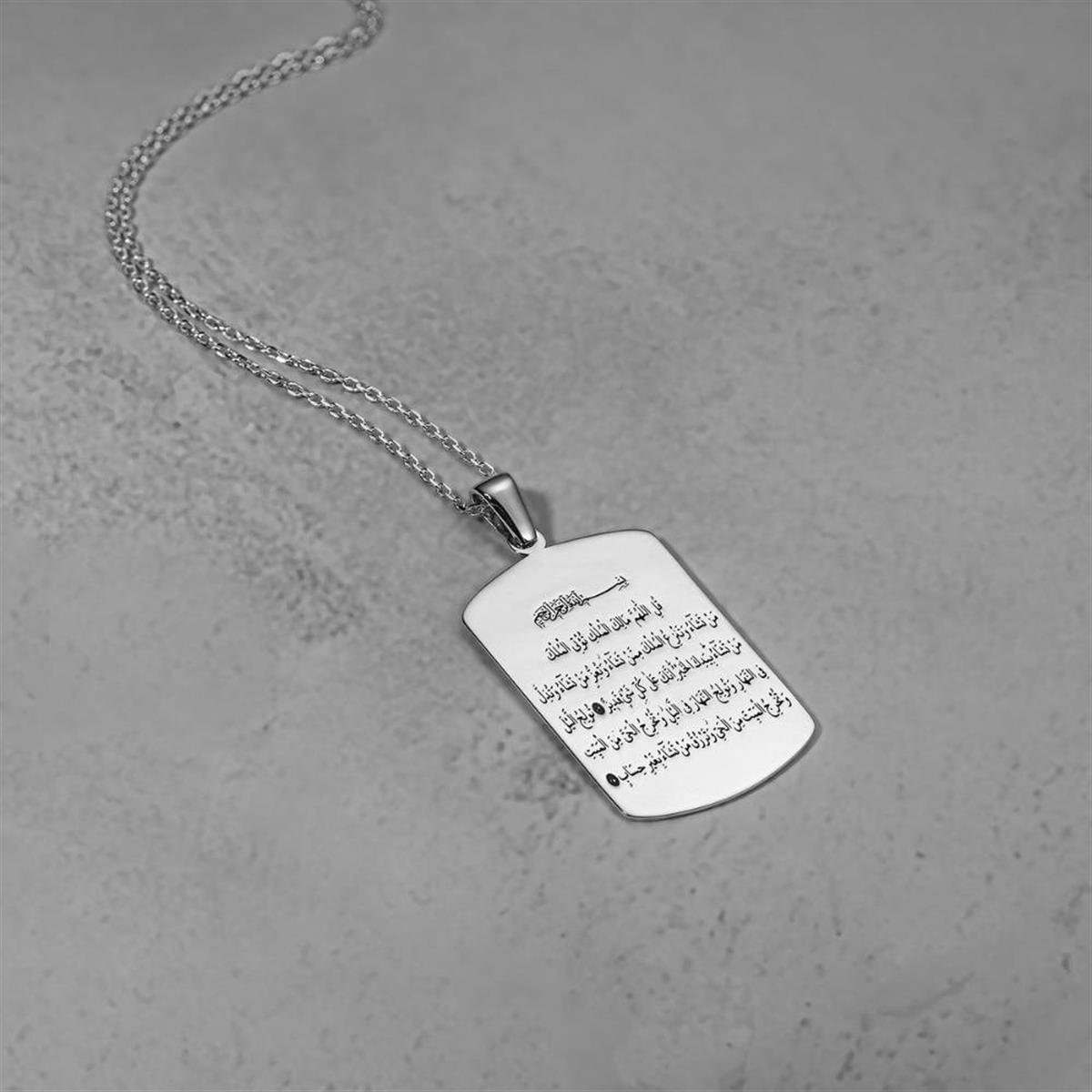 Fatiha Ayetel Kürsi Ali İmran 26. 27. Ayetleri Gümüş Kolye