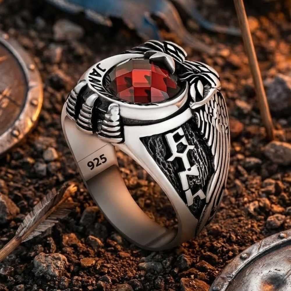 Göktürkçe Türk İşlemeli Jandarma Gümüş YüzükAsker & Polis Yüzükleri