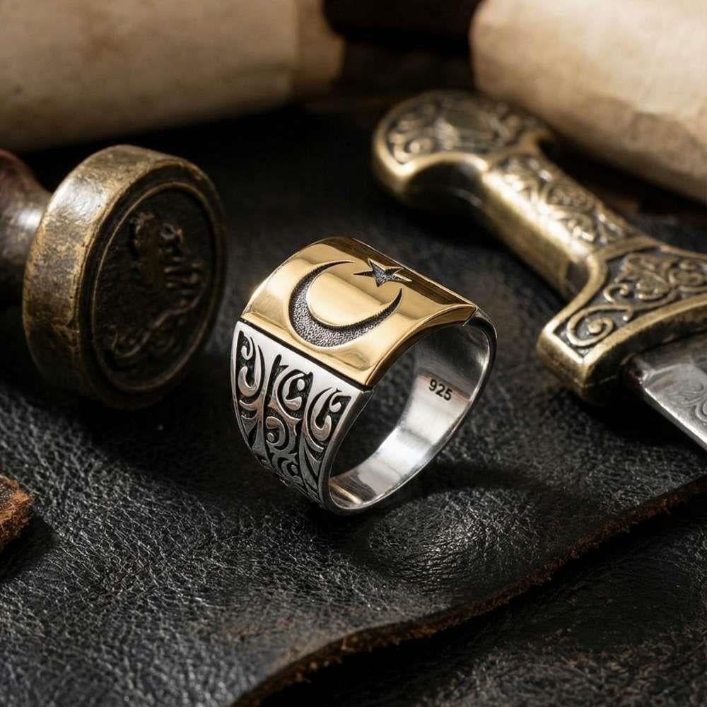 Handmade Turkish Flag RingMoon Star Ring