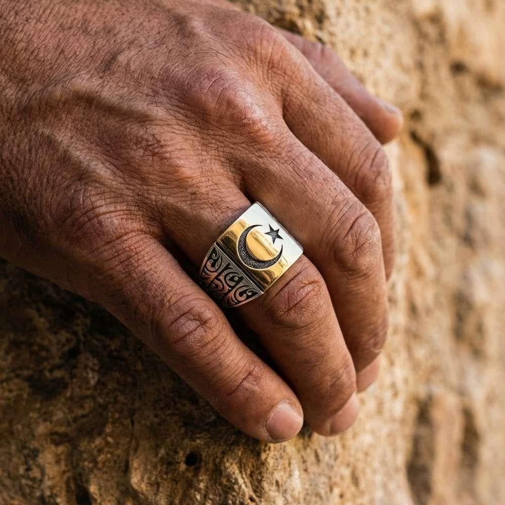 Handmade Turkish Flag RingMoon Star Ring