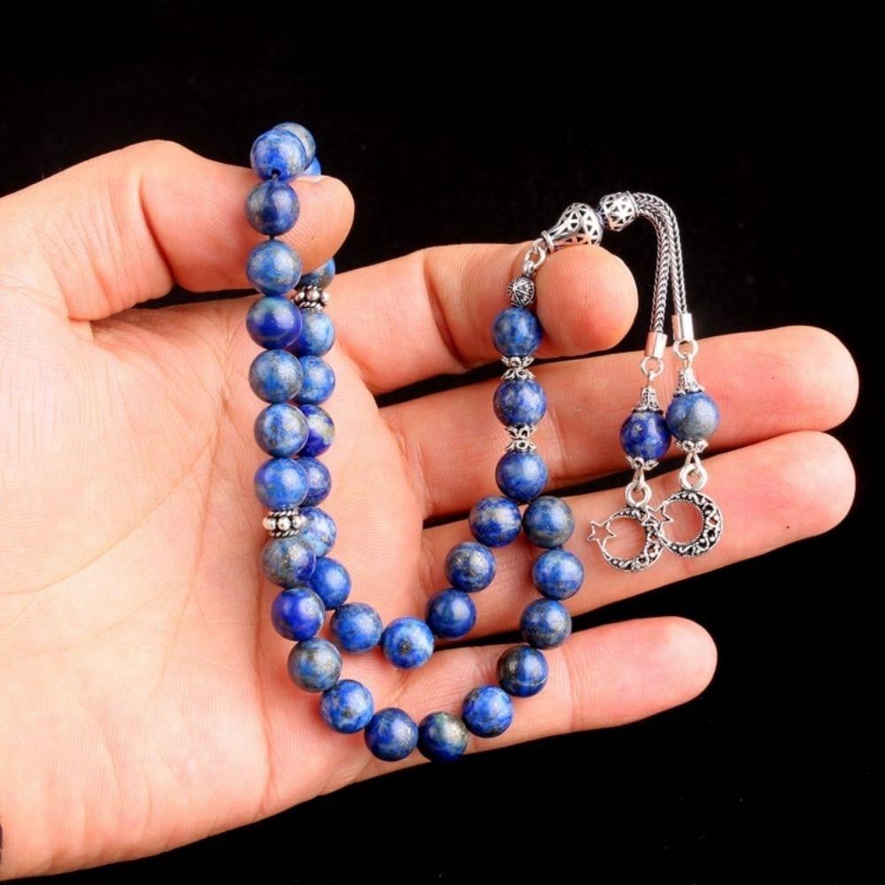 Gümüş Ay Yıldız Model Lapis Taşı Tesbih