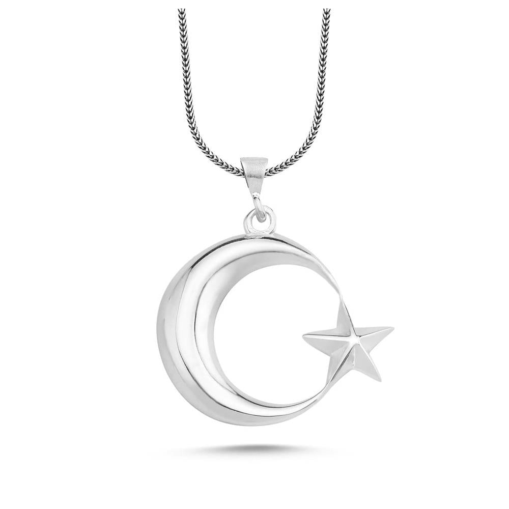 Gümüş Ay Yıldız Yüzük ve Kolye Kombini