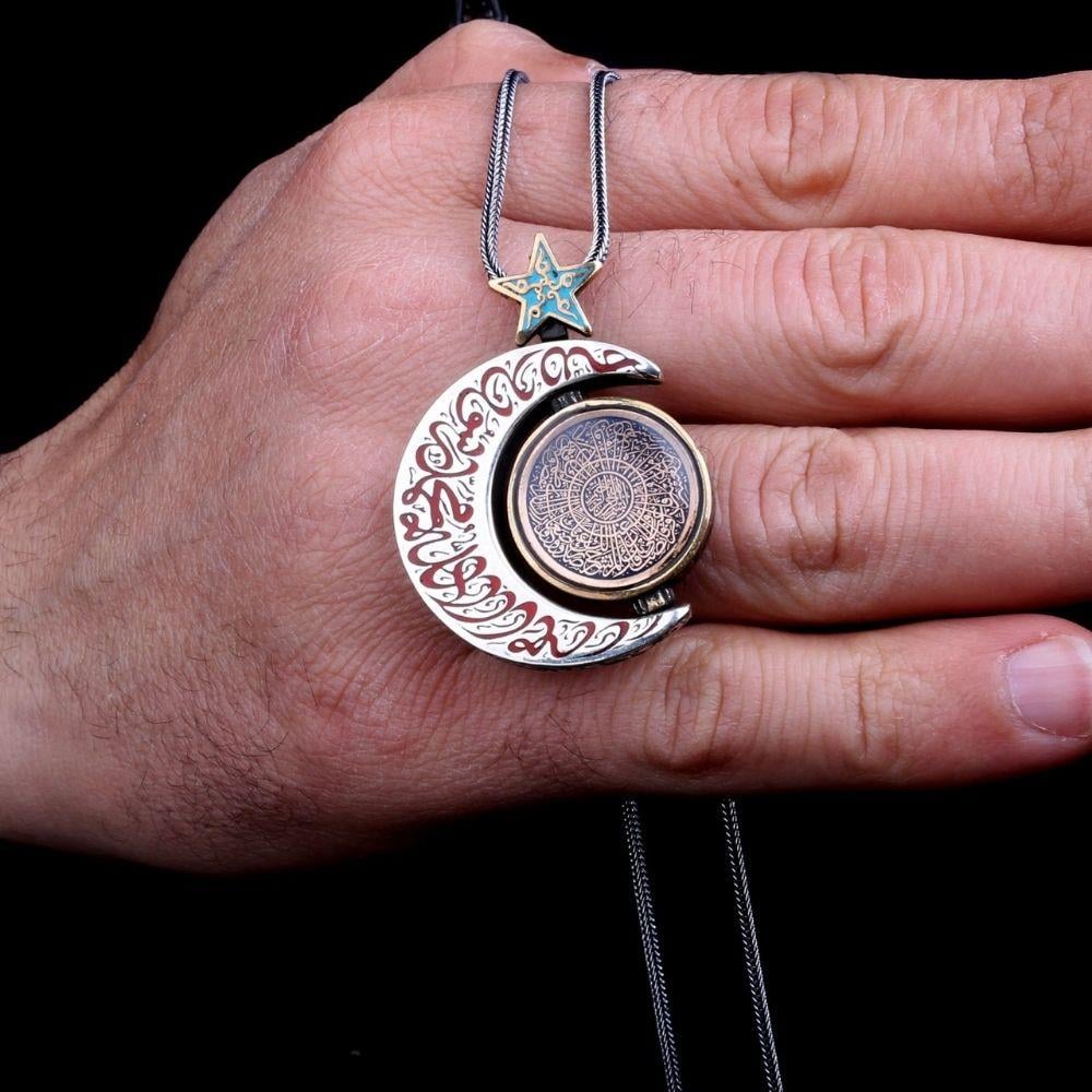 Gümüş Dönen Tasarım Çift Taraflı Dualı KolyeDualı Kolye