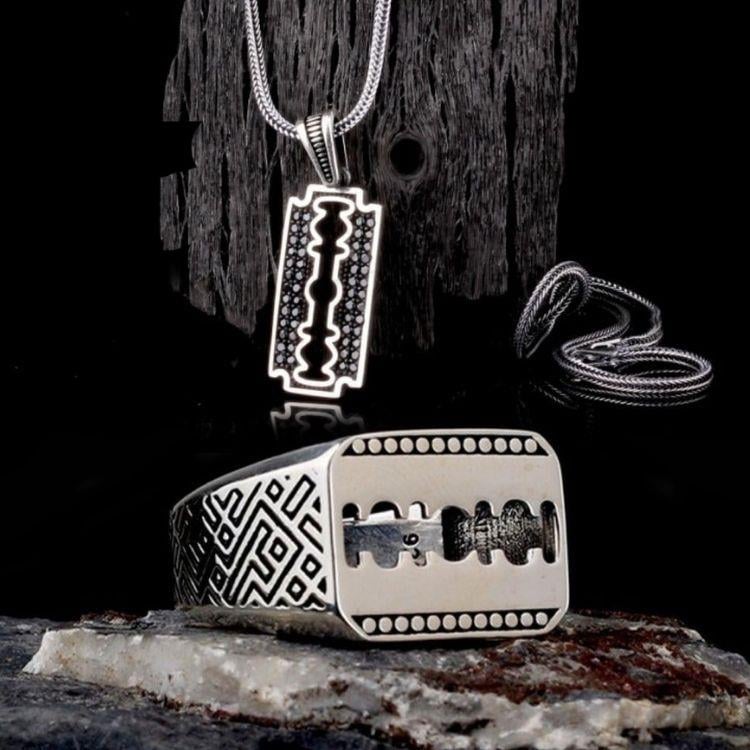 Gümüş Jilet Model Yüzük Kolye KombiniYüzük Kolye Kombinleri