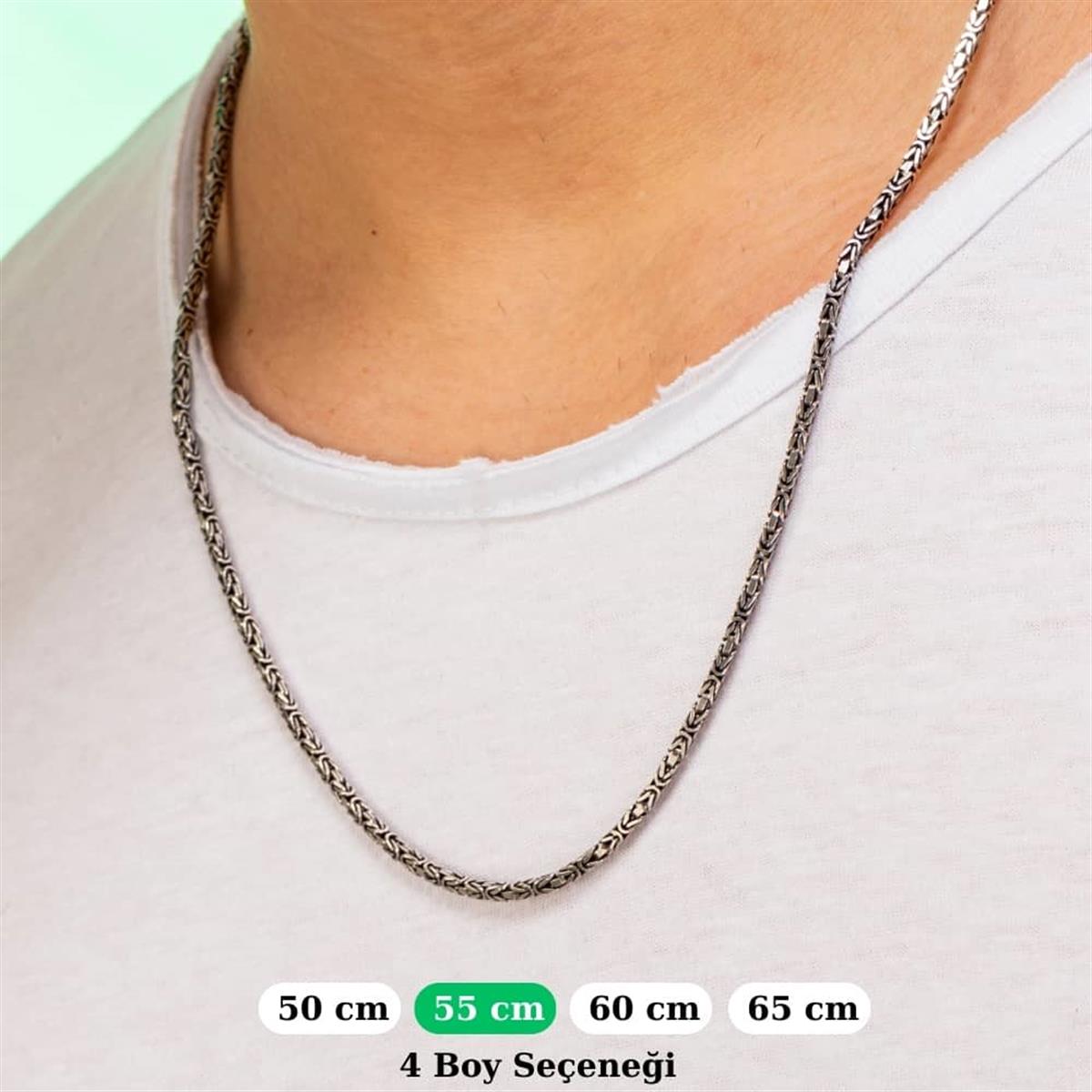 Gümüş Oval Kral Kolye Zincir 2mm