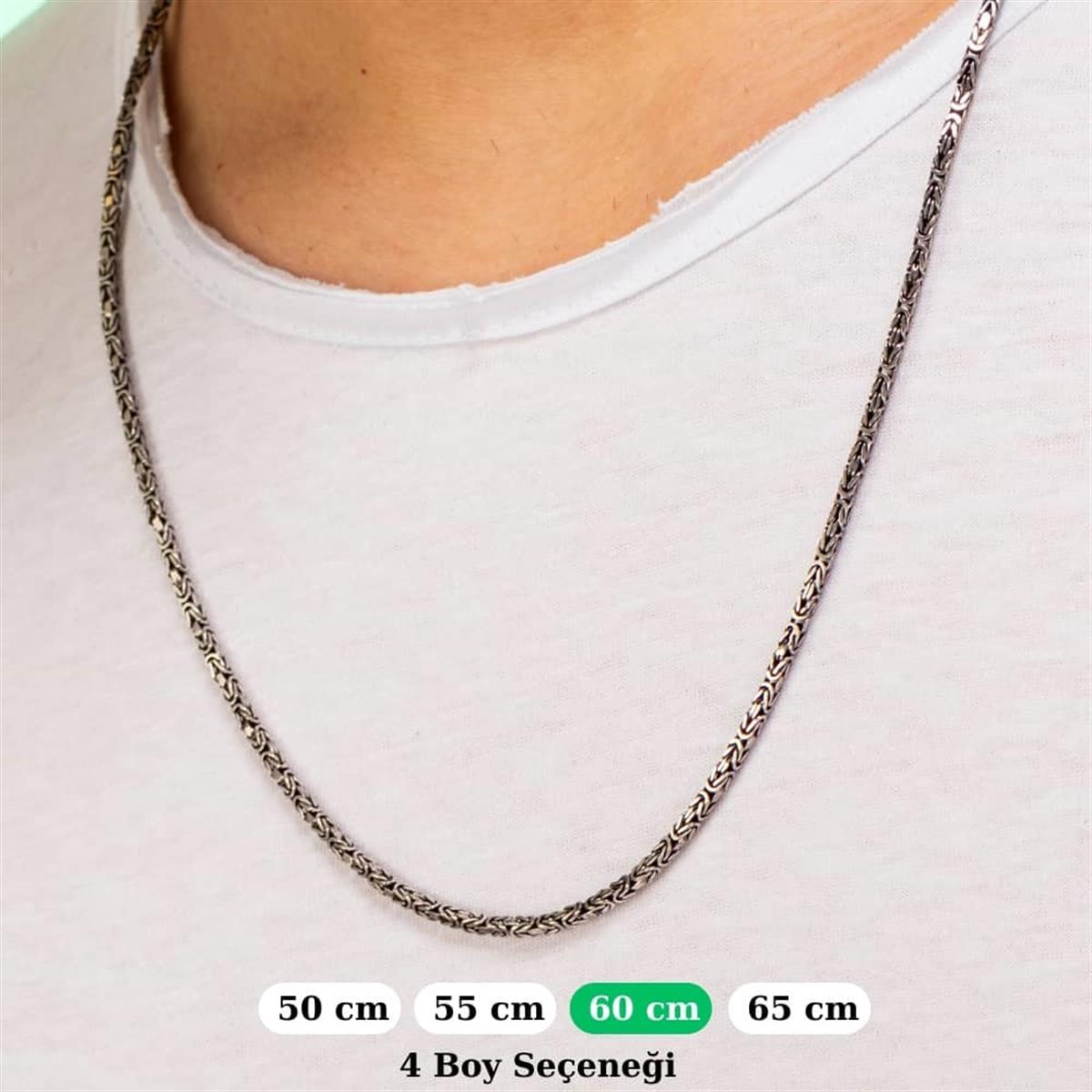 Gümüş Oval Kral Kolye Zincir 2mm