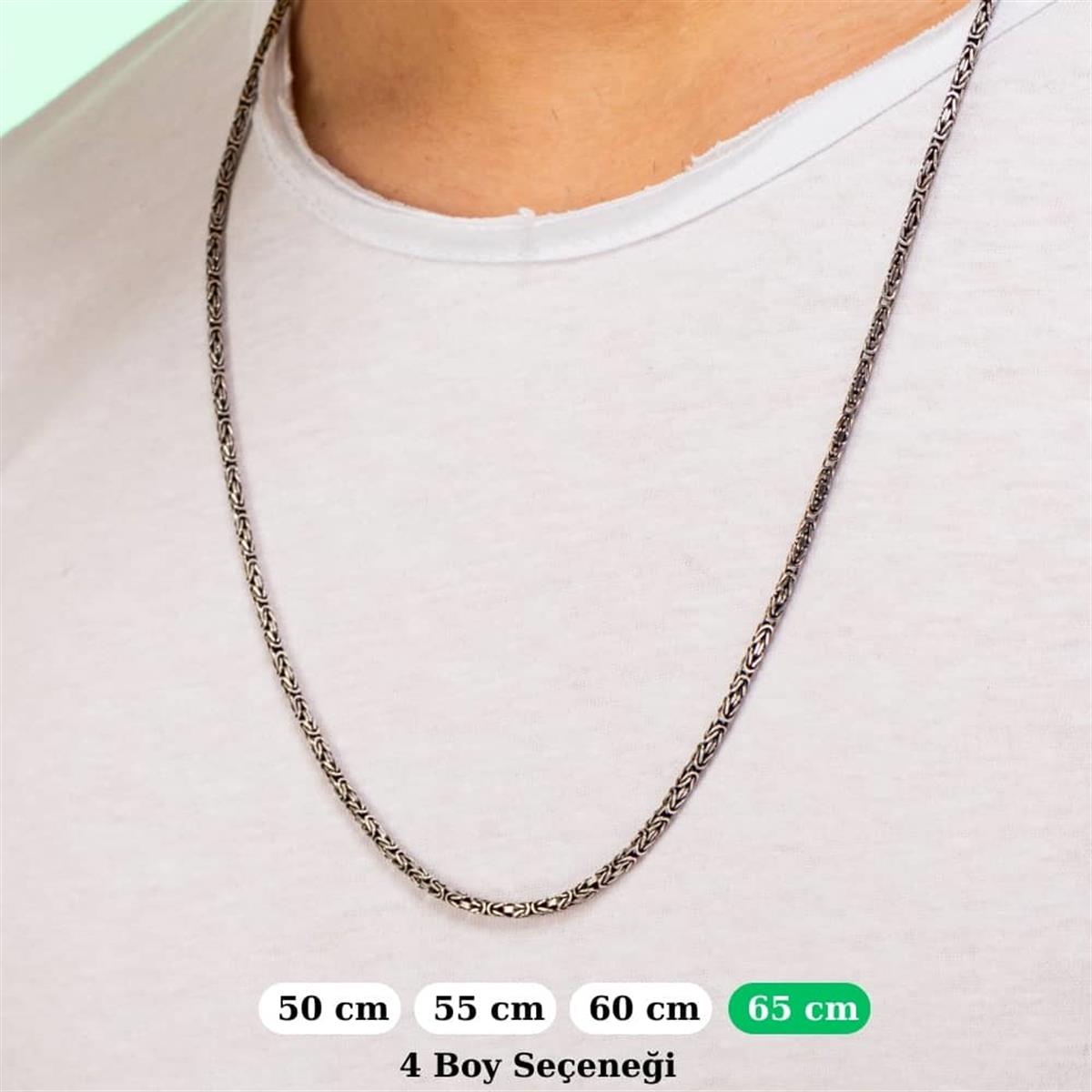 Gümüş Oval Kral Kolye Zincir 2mm