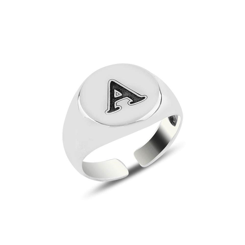 Harf İşlemeli Gümüş Yüzük