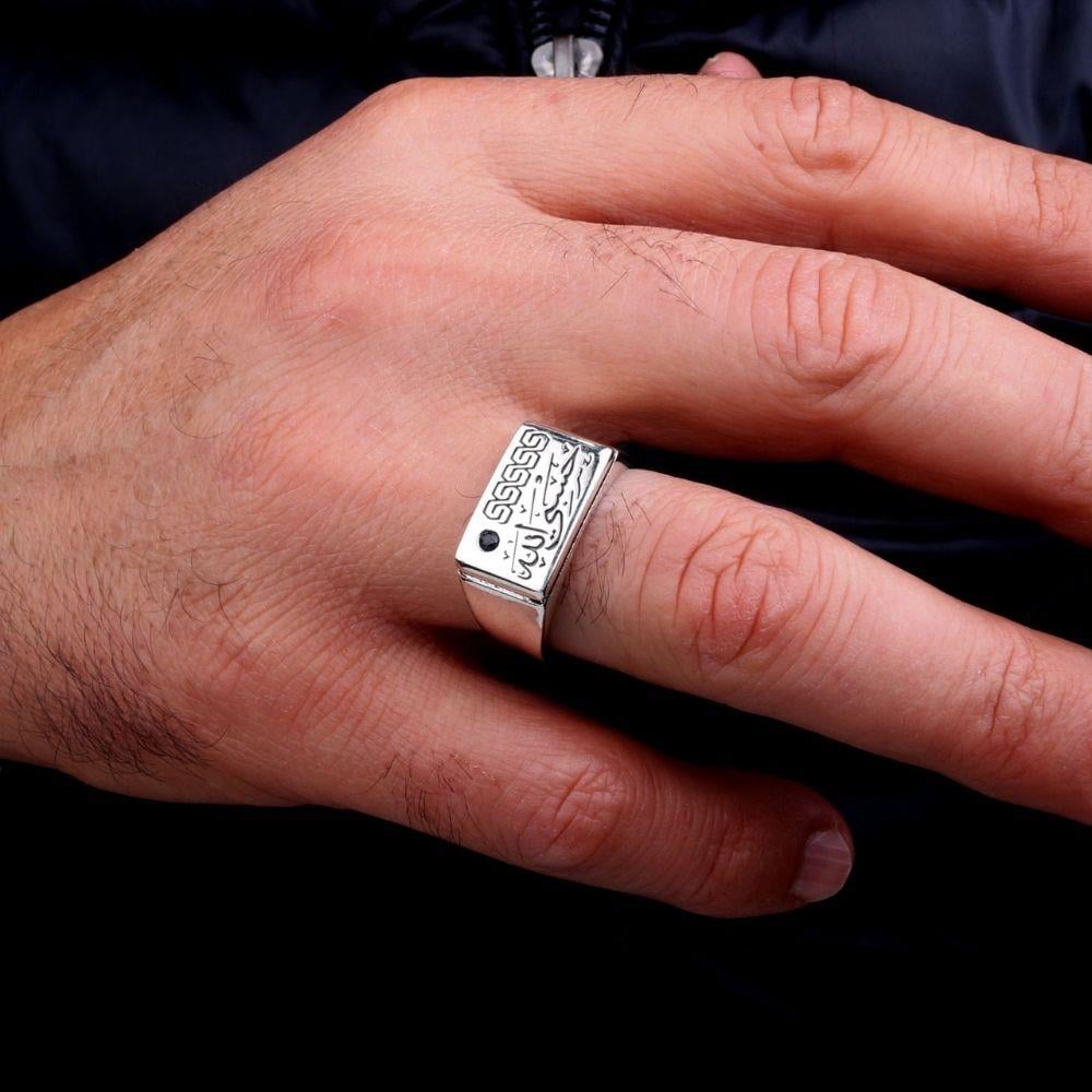 Hasbiyallah Hat Yazılı 925 Ayar Gümüş YüzükHasbiyallah Yüzük