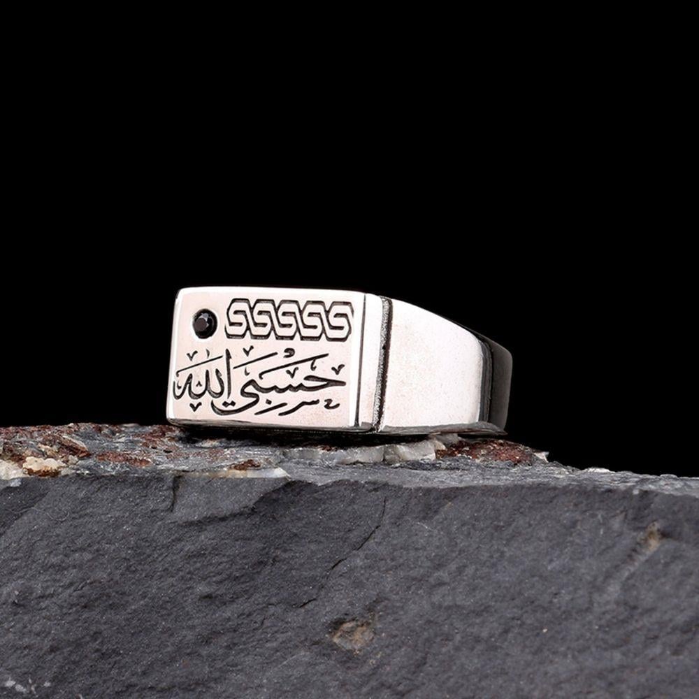 Hasbiyallah Hat Yazılı 925 Ayar Gümüş YüzükHasbiyallah Yüzük