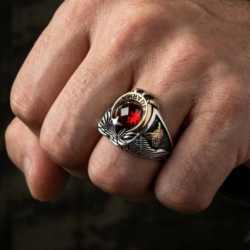 Jandarma Tuğra İşlemeli Gümüş YüzükAsker & Polis Yüzükleri