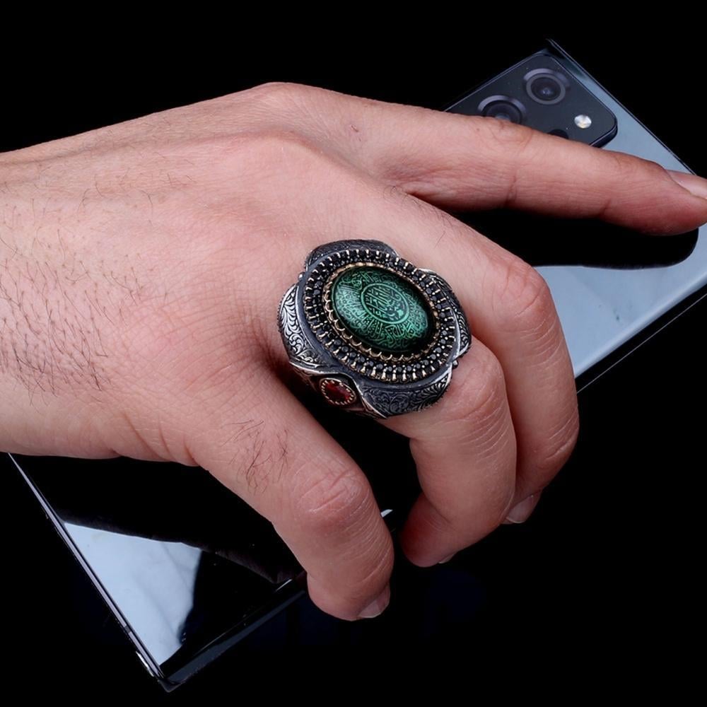 Kalem İşlemeli Ayetel Kürsi Gümüş YüzükAyetel Kürsi Yüzük