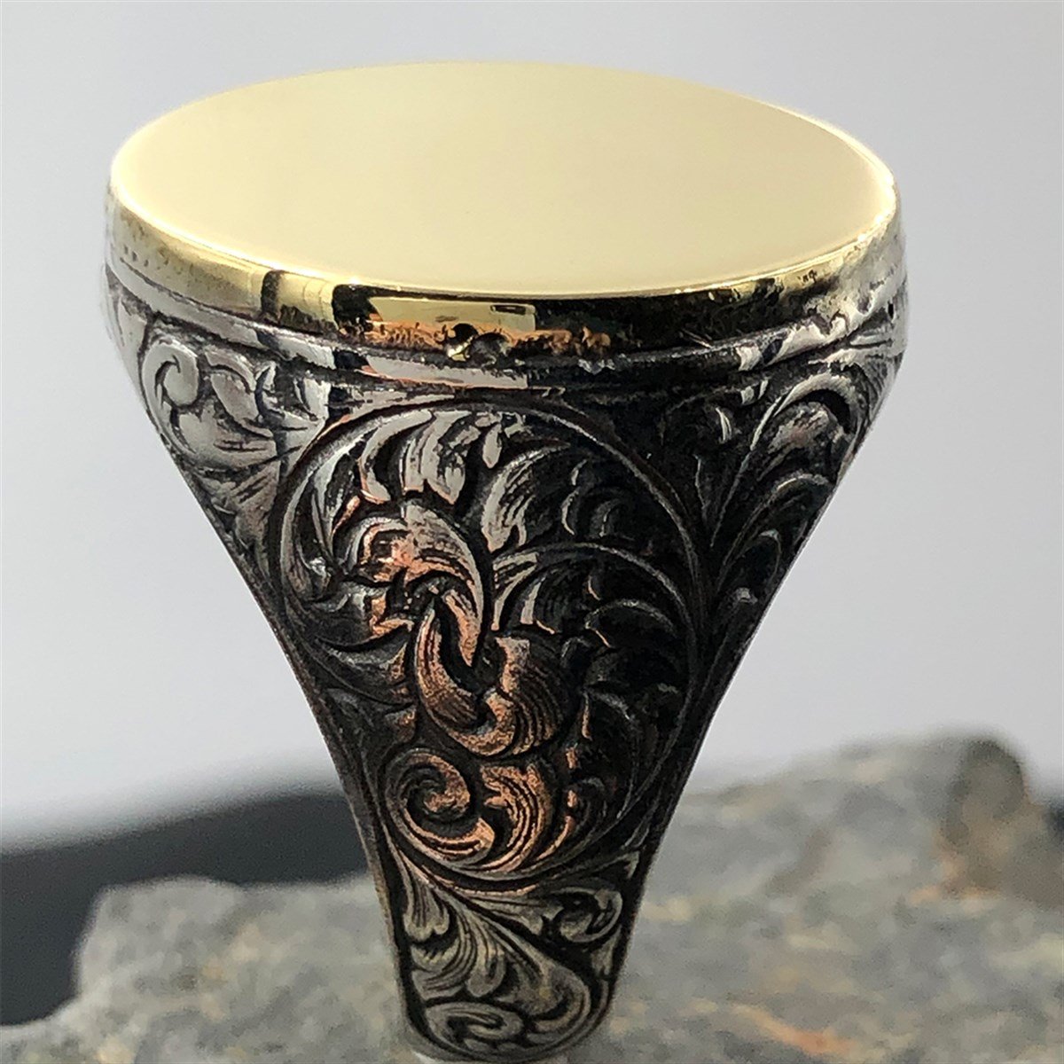 Kalem İşlemeli Kişiye Özel Gümüş Yüzük