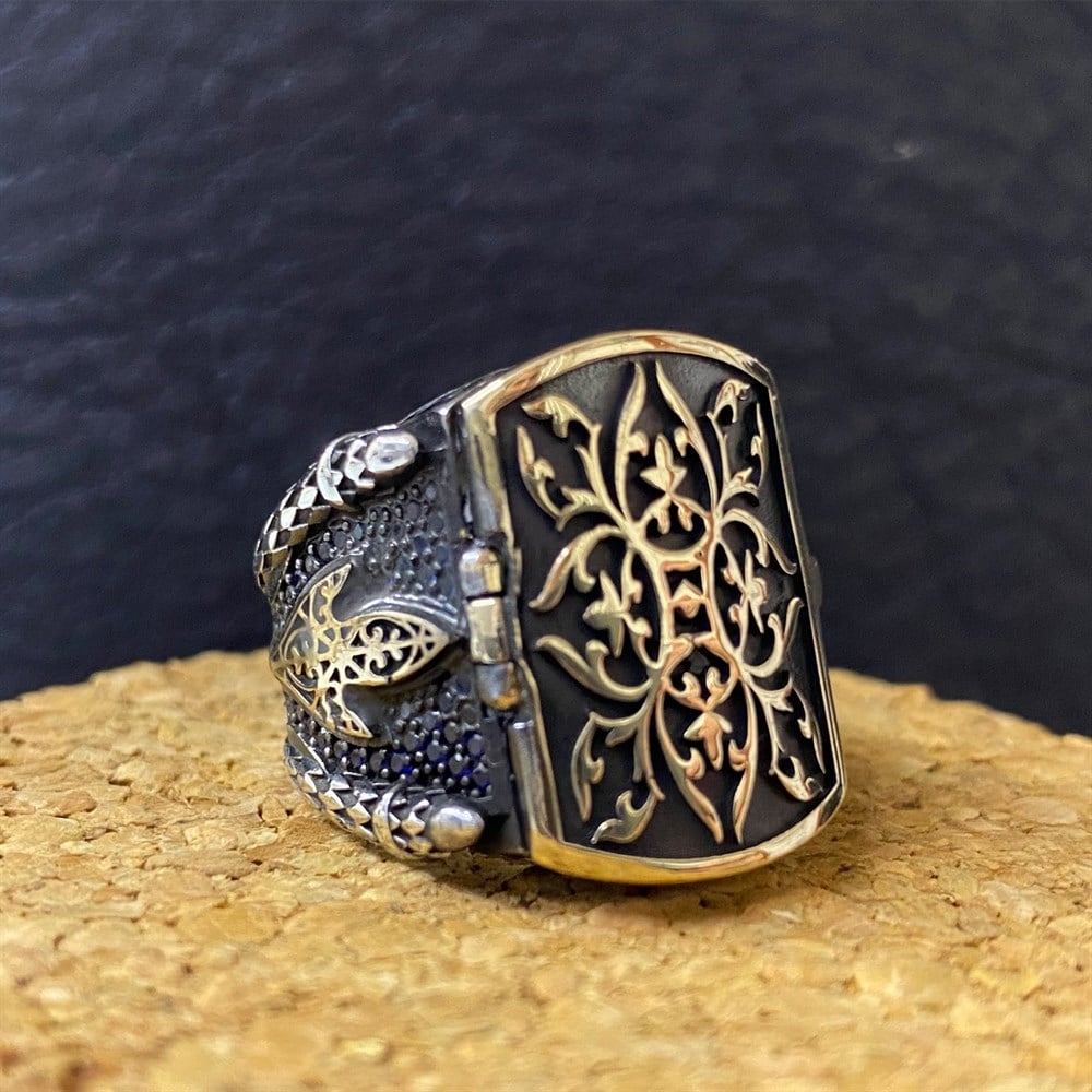 Kapaklı Kişiye Özel Gümüş Erkek Yüzük