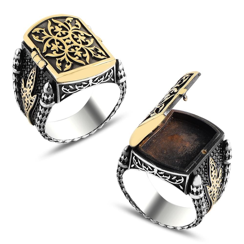 Kapaklı Kişiye Özel Gümüş Erkek Yüzük