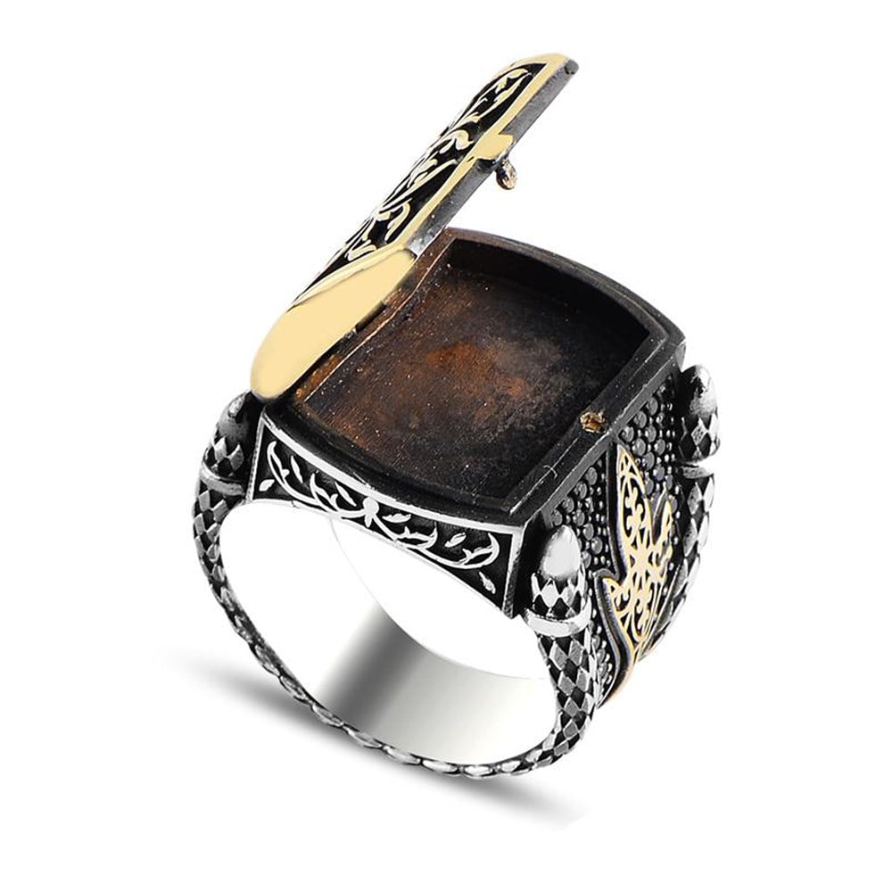 Kapaklı Kişiye Özel Gümüş Erkek Yüzük