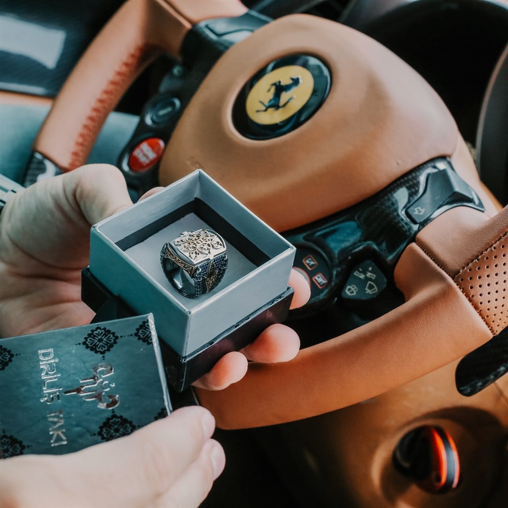 Kapaklı Kişiye Özel Gümüş Erkek Yüzük