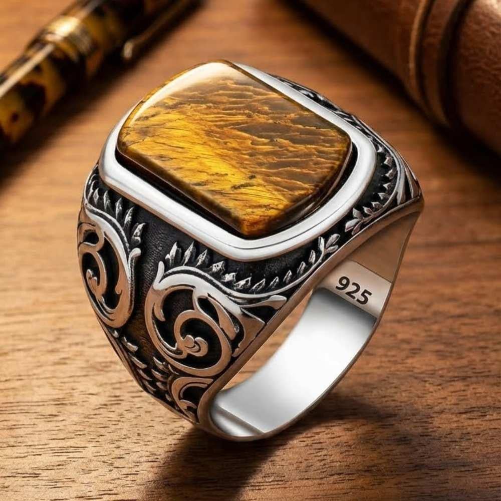 Tiger Eye Sterling Silver RingTiger Eye Stone Ring