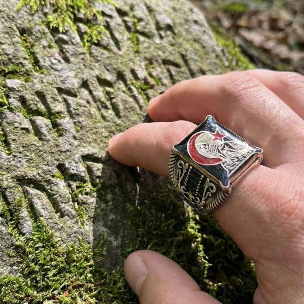 Kare Kasa Uluyan Bozkurt Gümüş YüzükBozkurt Yüzükleri