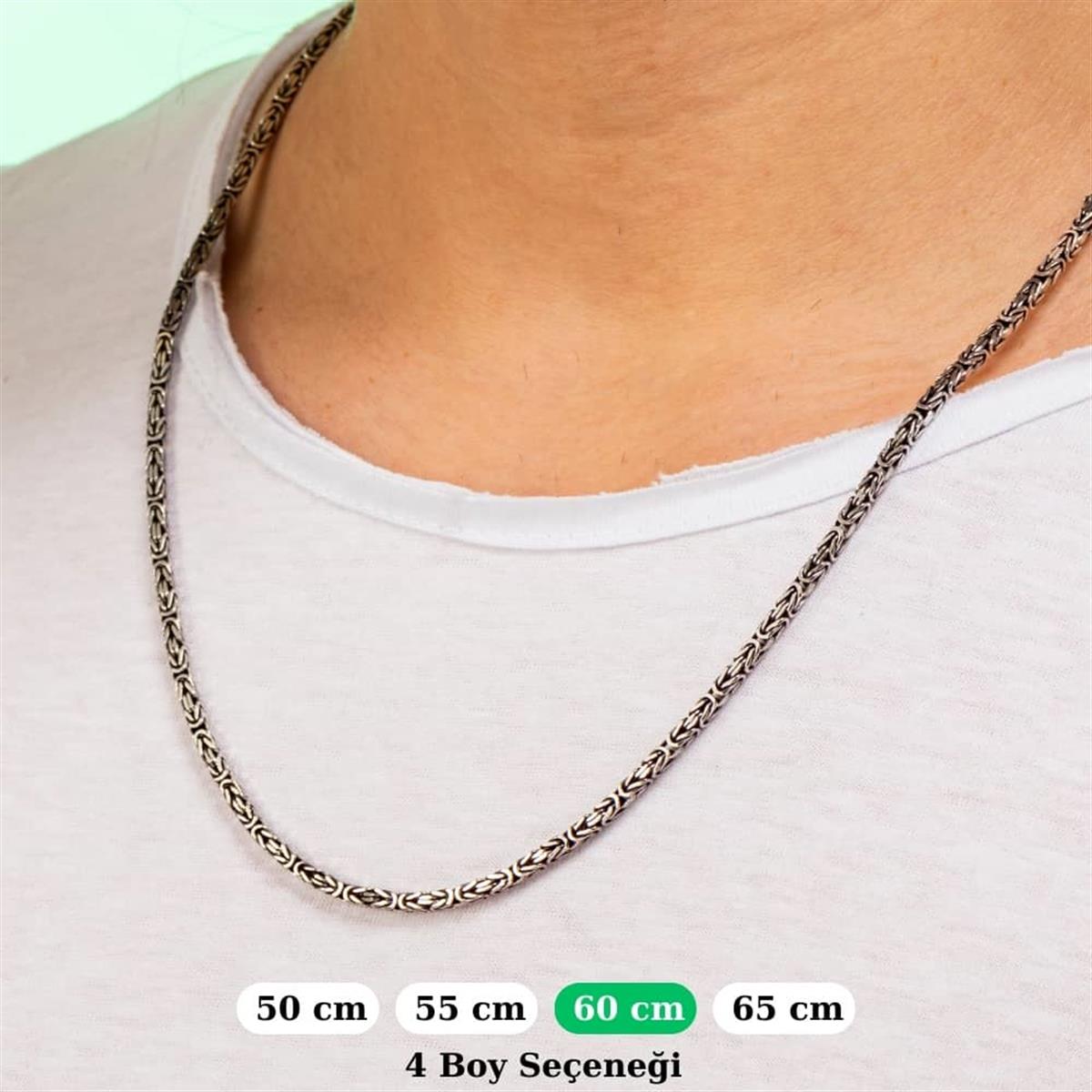 Kare Kral Gümüş Kolye Zinciri 2.8mm
