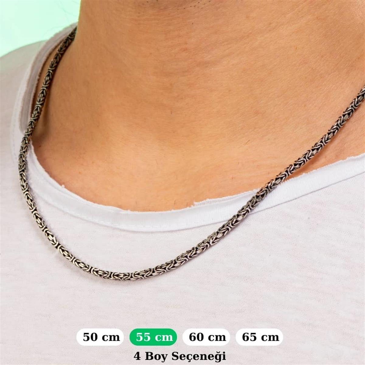 Kare Kral Gümüş Kolye Zinciri 2.8mm