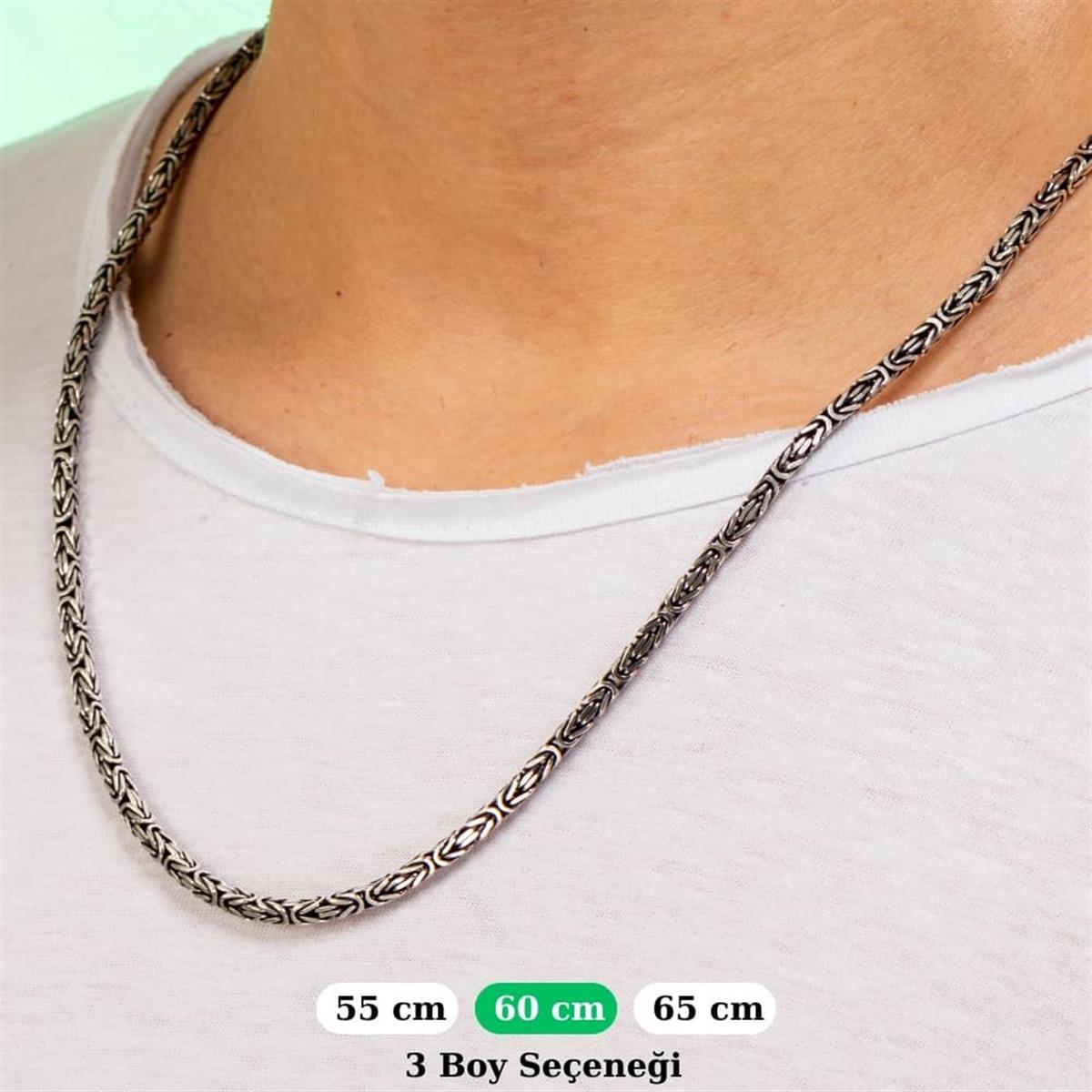 Kare Kral Gümüş Kolye Zinciri 3.5mm