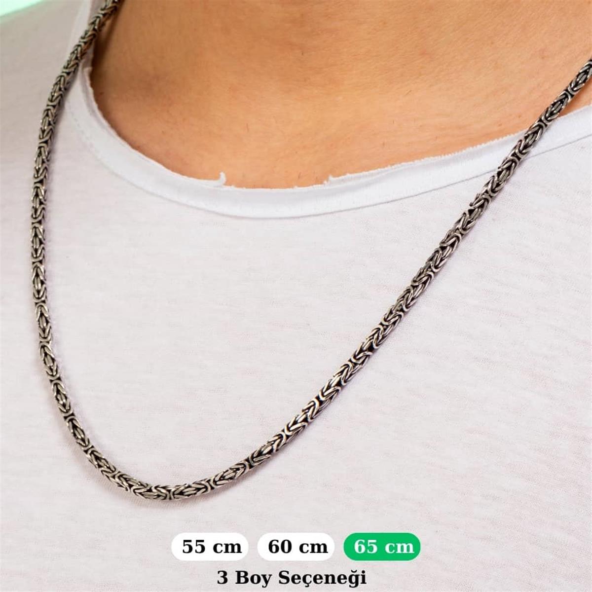 Kare Kral Gümüş Kolye Zinciri 3.5mm