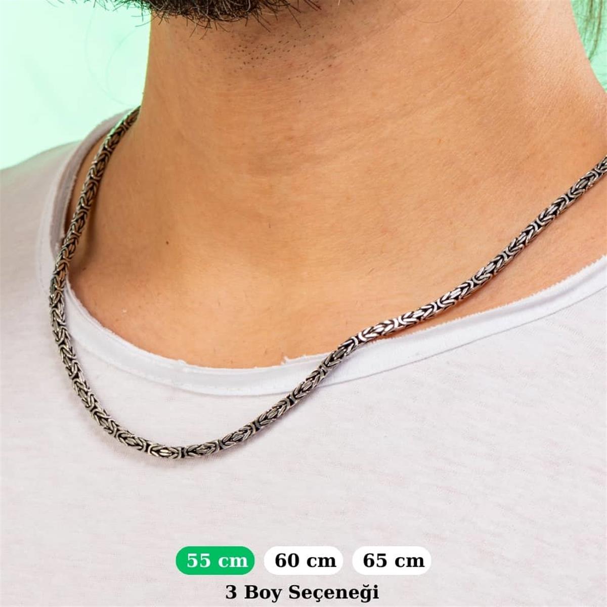 Kare Kral Gümüş Kolye Zinciri 3.5mm